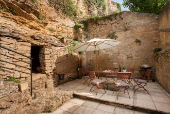 the terrace area at the rear of the house 