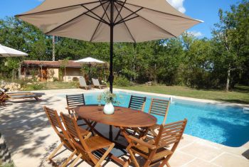 The private pool and surrounding terrace