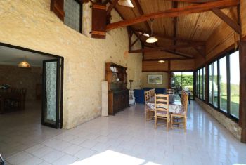 the huge living room with dining area 