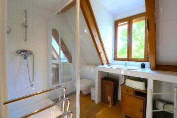 The two bedrooms share a full bathroom 