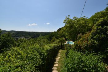 La piscine nichée dans un écrin de verdure 